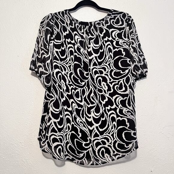 LOFT Women's Short Sleeve Lined Chiffon‎ Pullover Blouse Top Size XL - Picture 2 of 7